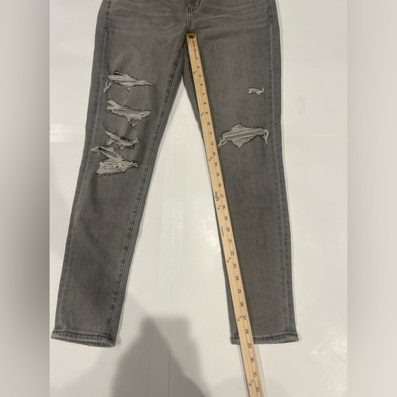 American Eagle Hi Rise Jegging Jeans Women’s 8 Grey Distressed High Rise - Picture 9 of 11